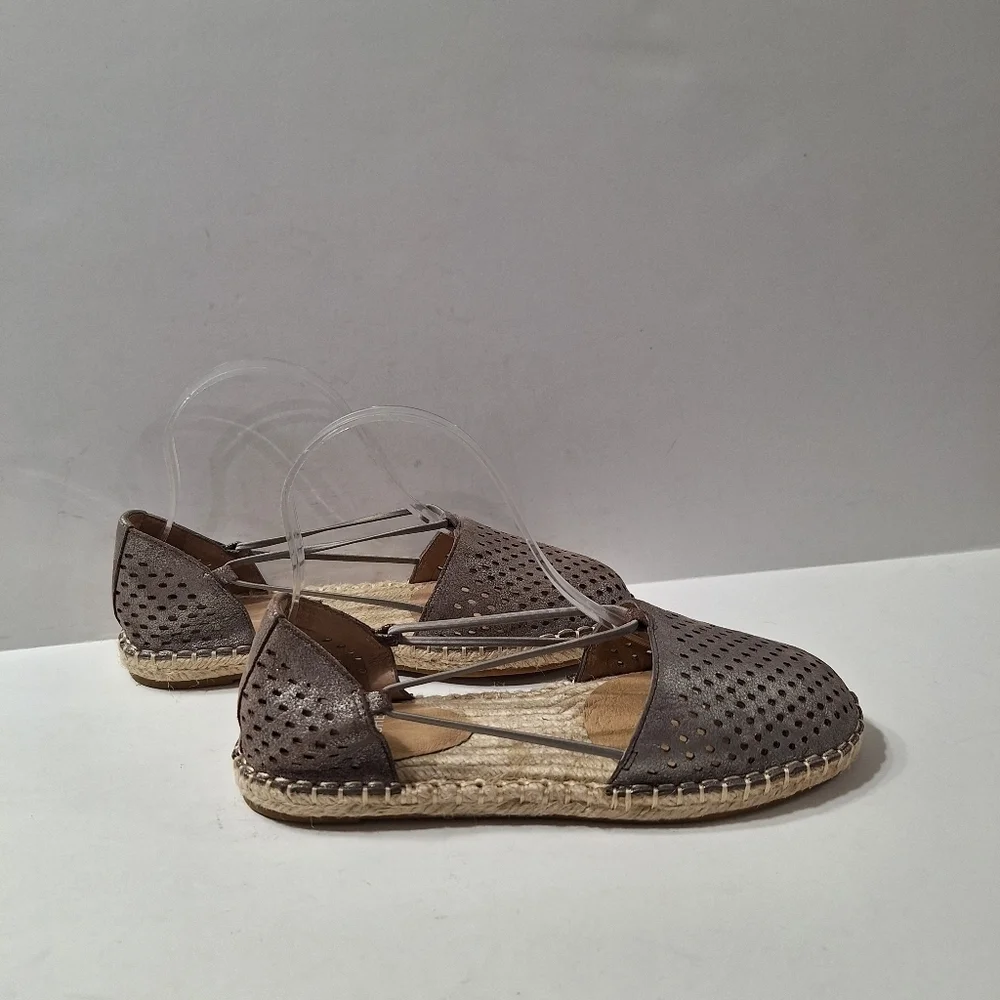 Eileen Fisher (NEW) Leather Mica Quiet Luxury Metallic Lee 2 Espadrille Shoes 6